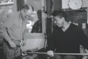 My first and only glass blowing session with infamous glass artist, David Newsmall, Vancouver (circa 1990's)