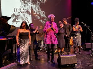 Taking a bow at the end of the play, BLAK, by Krystle Dos Santos, 2024.