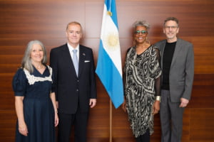 Argentina Consul General and Mrs. Ricardo Arredondo, and my husband, Doug Fleming / Argentina. Independence Day 2025