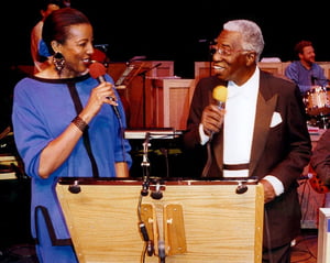 Sound check with Joe Williams for concert with the WDR Big Band of Køln, Germany, October 1995
